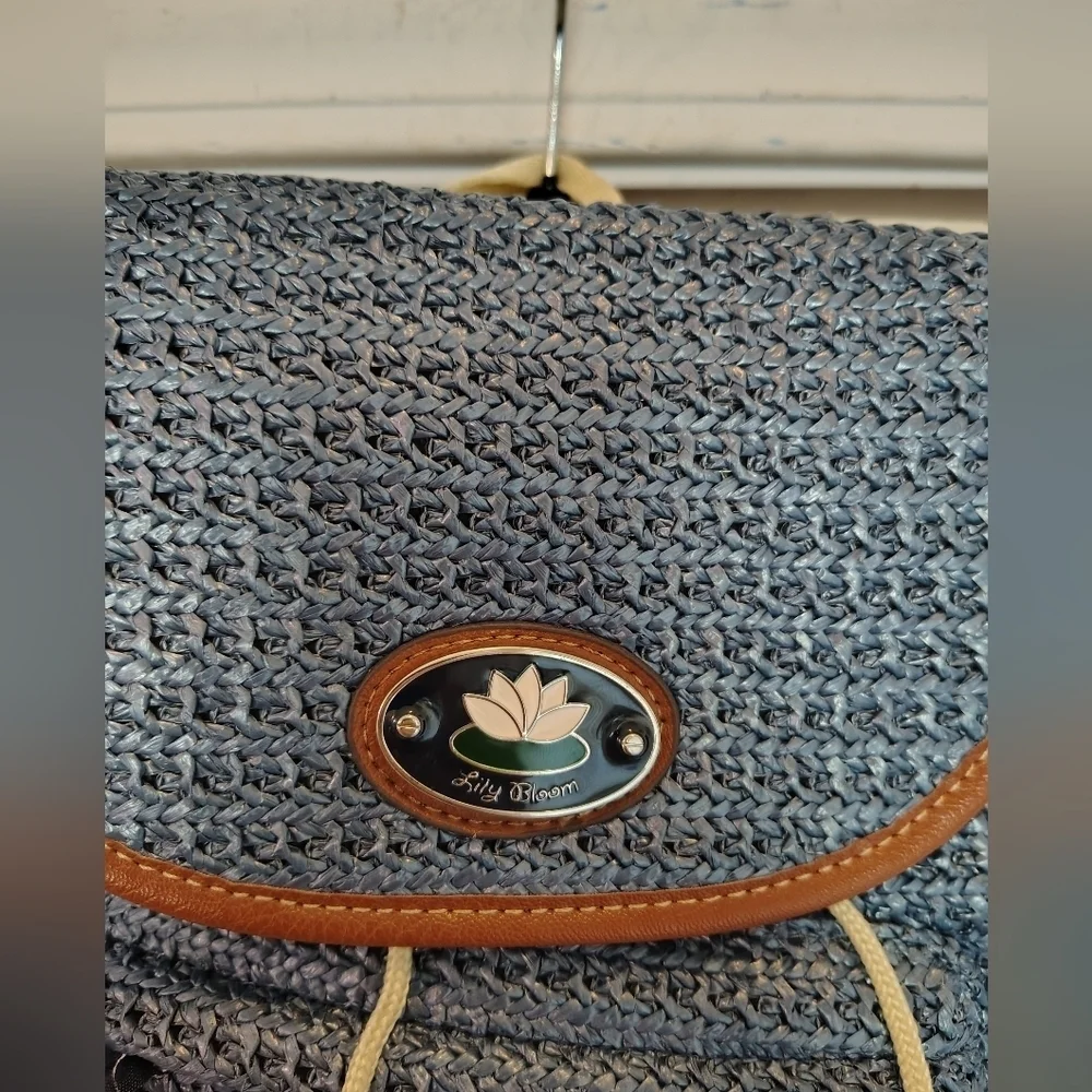 Lily Bloom Mini Backpack Purse With Blue Crossstich - Picture 2 of 8